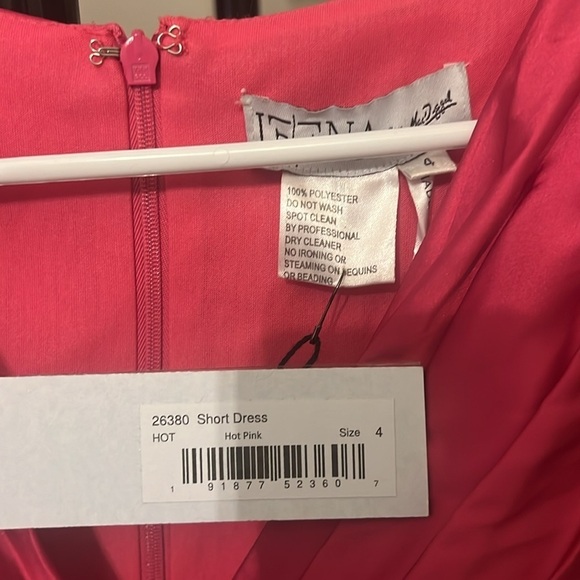 Ieena for Mac Duggal 26380 NWT RUCHED SATIN PUFF SLEEVE COCKTAIL DRESS - Picture 5 of 5